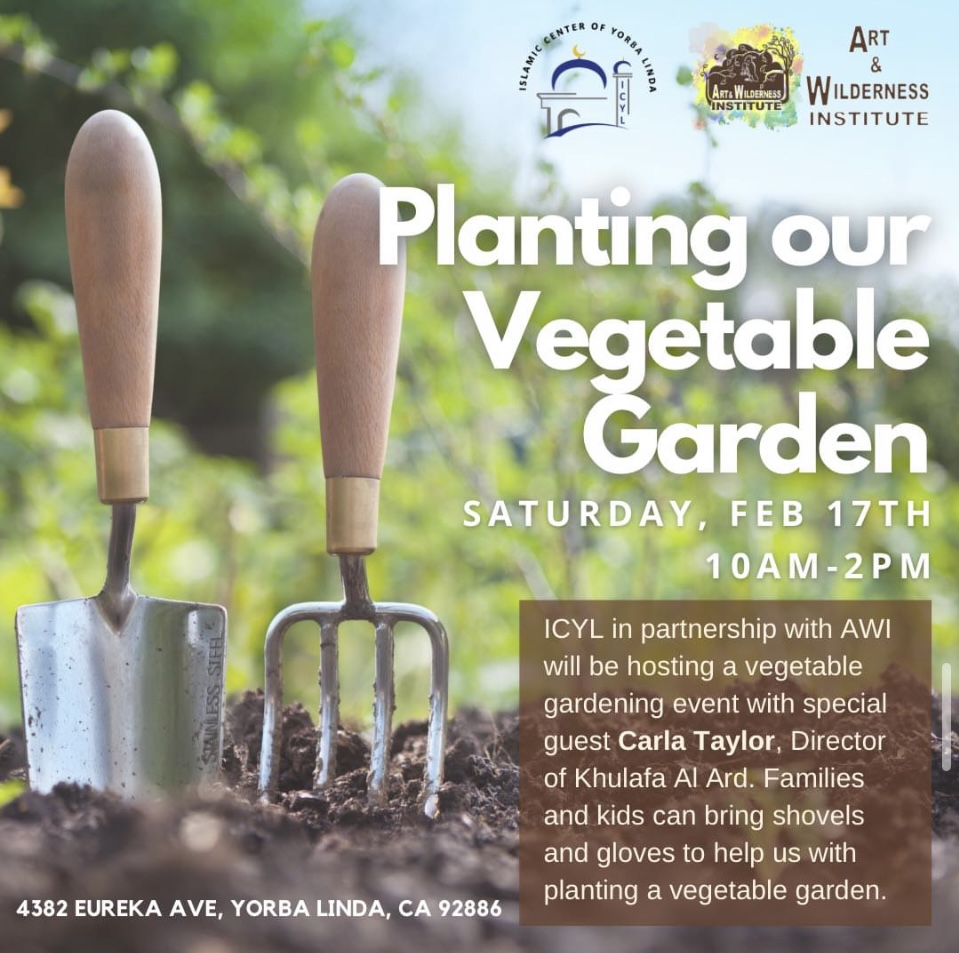 Flyer advertising our planting of our vegetable garden.