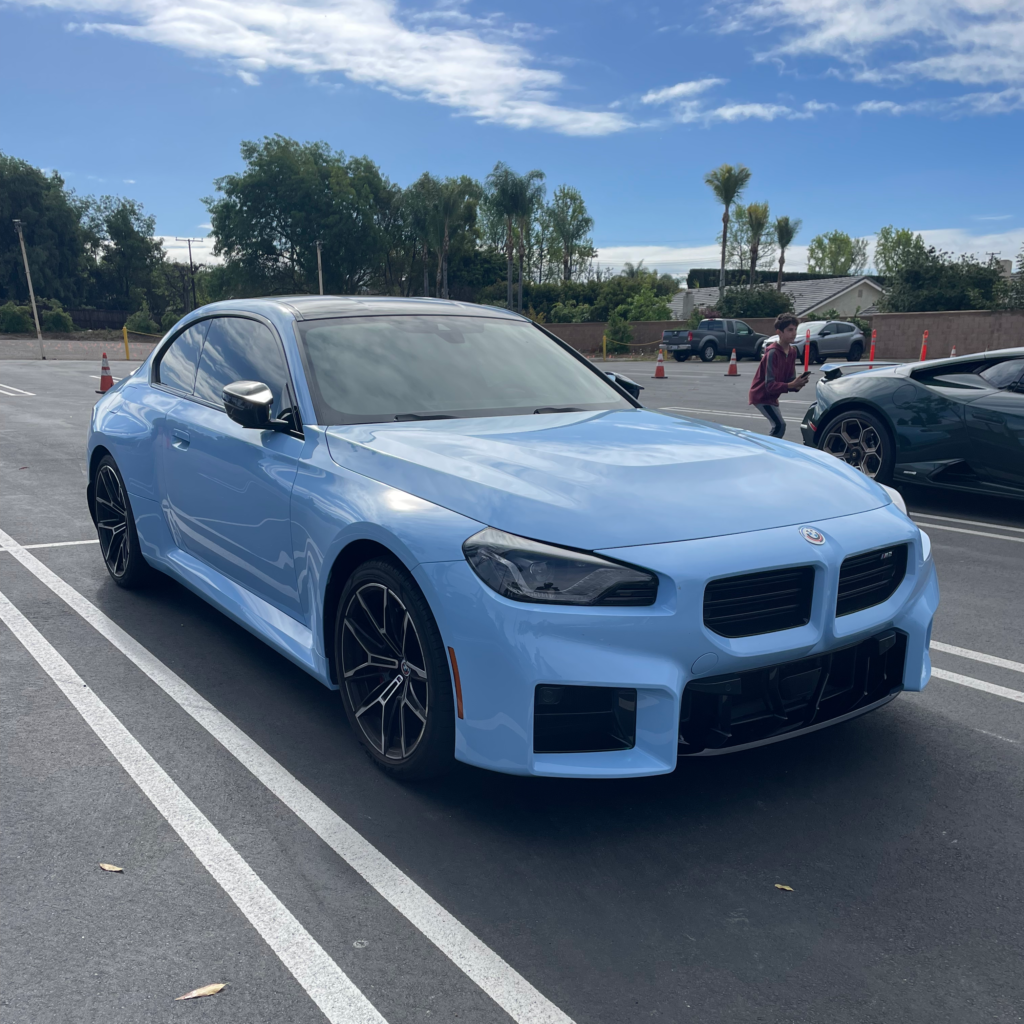 Blue BMW sports car