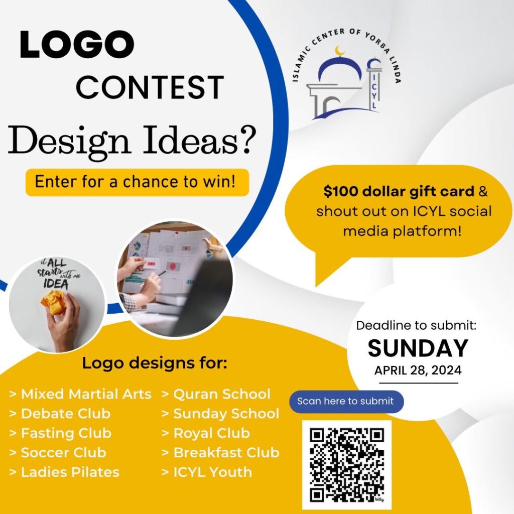 Flyer announcing a logo design context for any ICYL club. Deadline is April 28, 2024