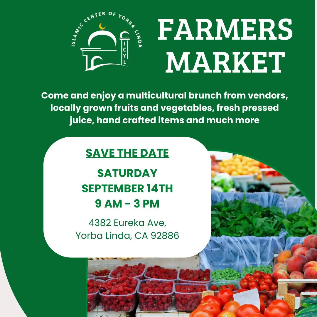 Flyer for the Farmers Market at ICYL on Sep 14, 2024