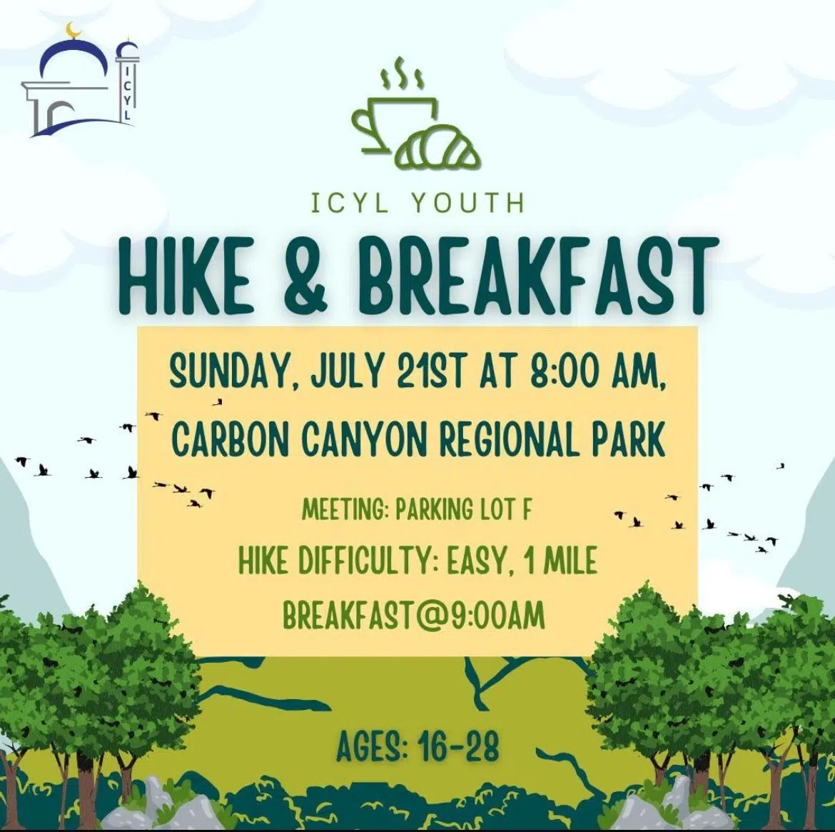 Flyer to the Hike and Breakfast by ICYL youth on July 21, 2024.